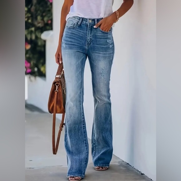 #4038 High Stretch Bootcut Chic Washed Denim Jeans - Picture 13 of 16